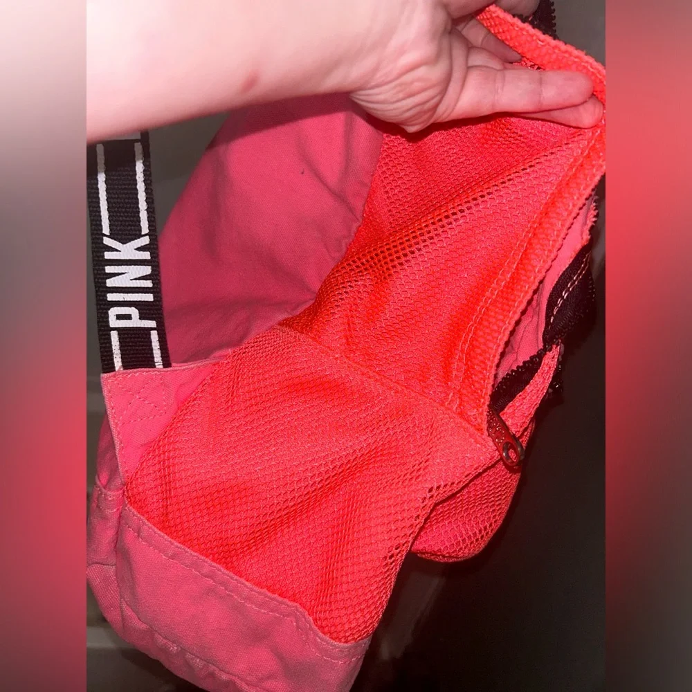 PINK By Victoria’s Secret Pink/Orange Mesh Book Bag with Zip Closure - Picture 12 of 13